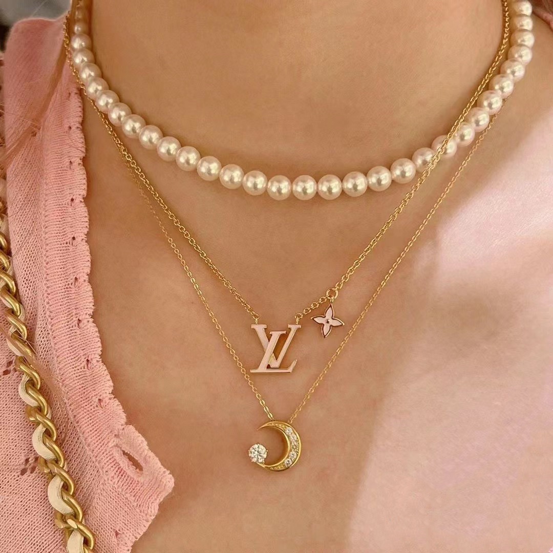 replica Louis Vuitton Pink LV Letters Earrings Bracelet Necklace - H Lin Jewelry