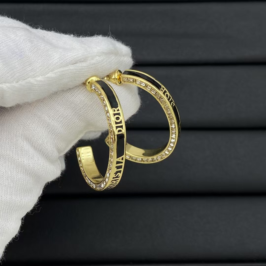 replica Dior Hoop Enamel Earrings - H Lin Jewelry