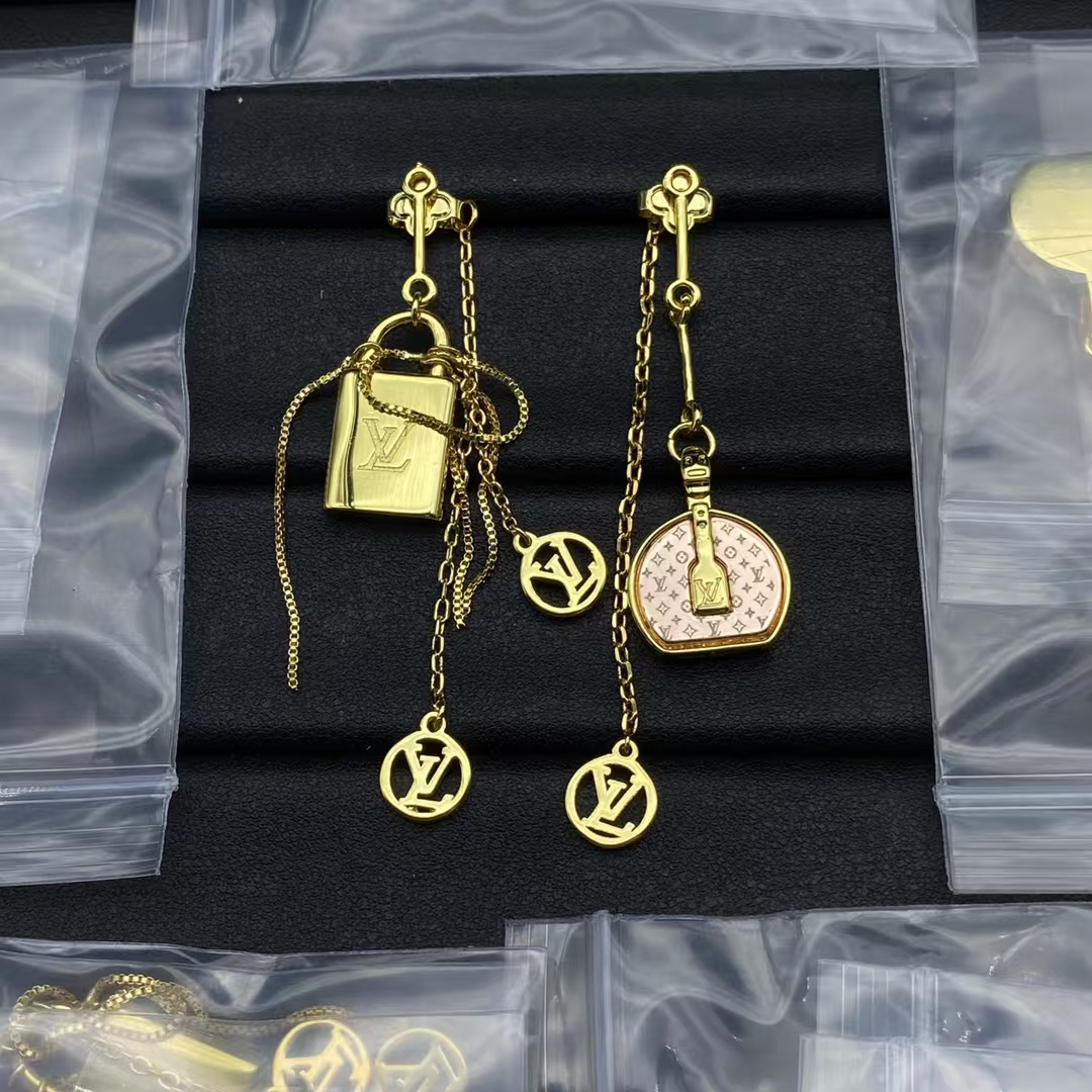 replica Louis Vuitton Asymmetric Lock Earrings - H Lin Jewelry