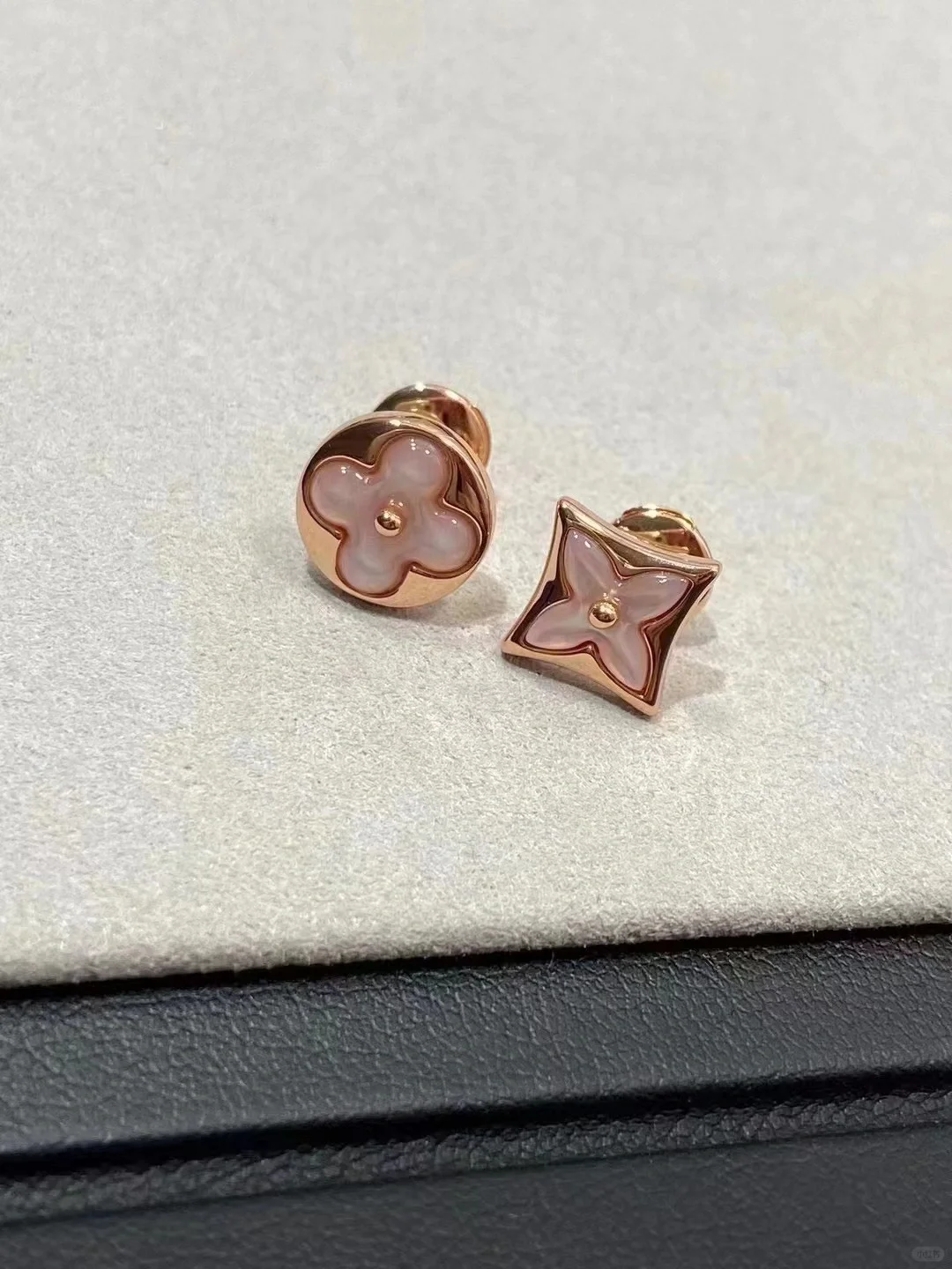 replica Louis Vuitton AB Asymmetric Pink Stud Earrings - H Lin Jewelry