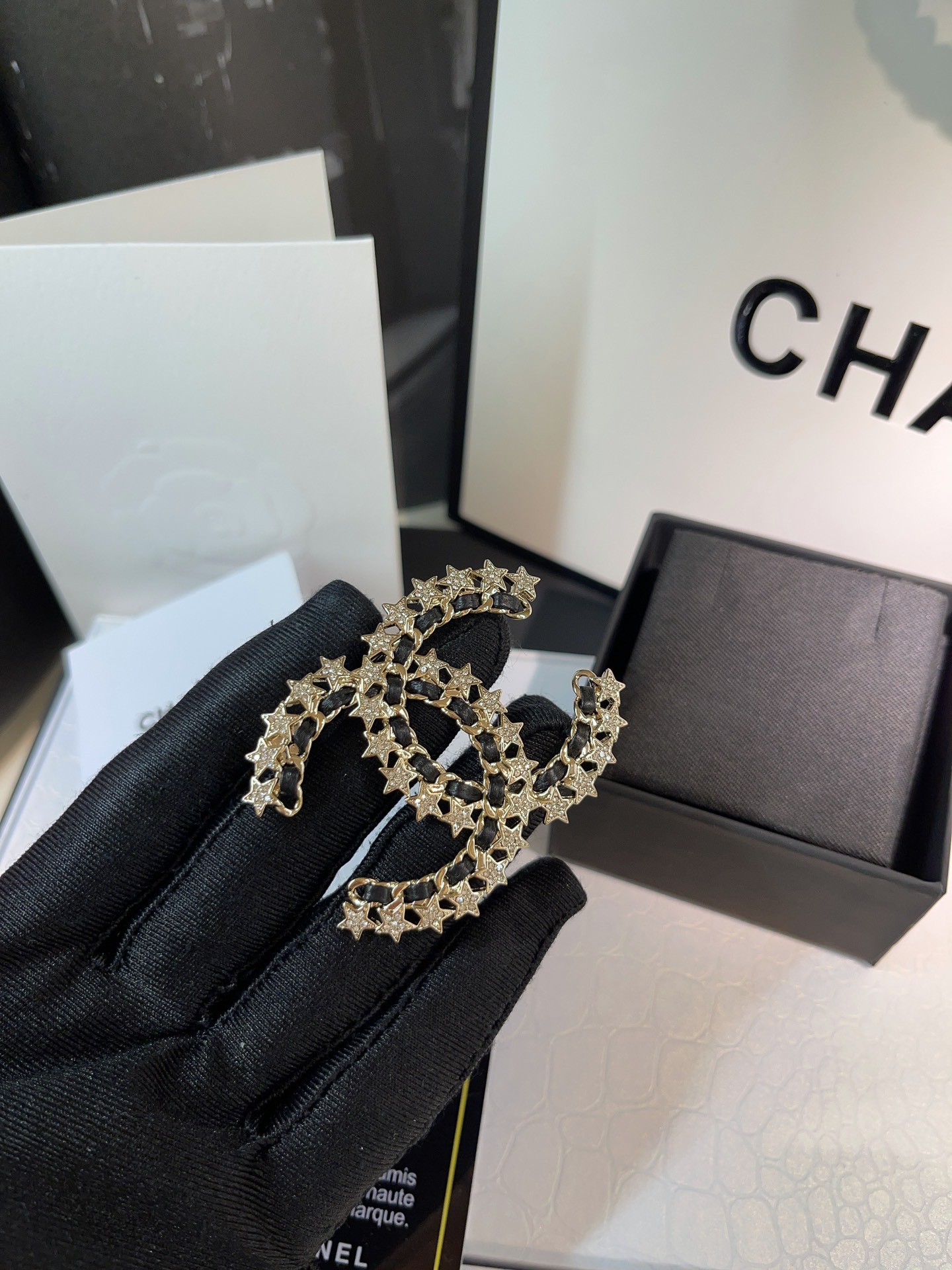 replica Chanel Little Star Leather Wrap CC Brooch - H Lin Jewelry