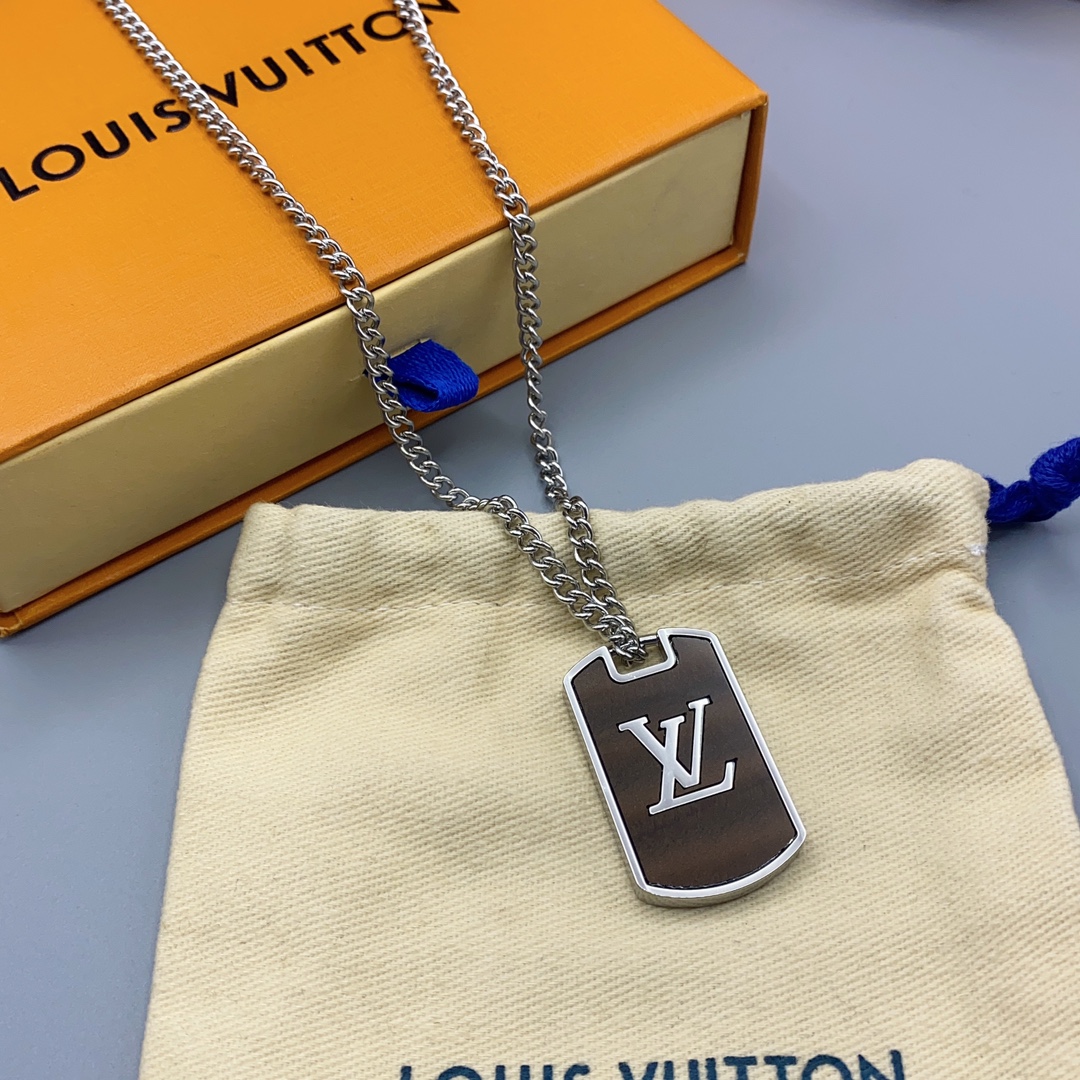 replica Louis Vuitton Two-sided Engraved Monogram Tag Necklace - H Lin Jewelry