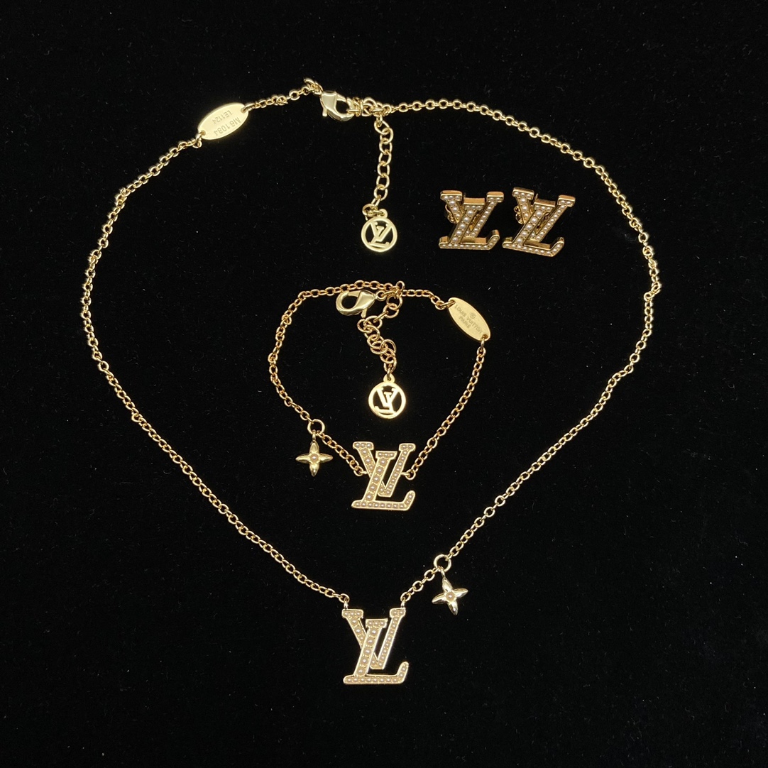 replica Louis Vuitton LV Monogram Pendant Necklace Bracelet Earrings - H Lin Jewelry