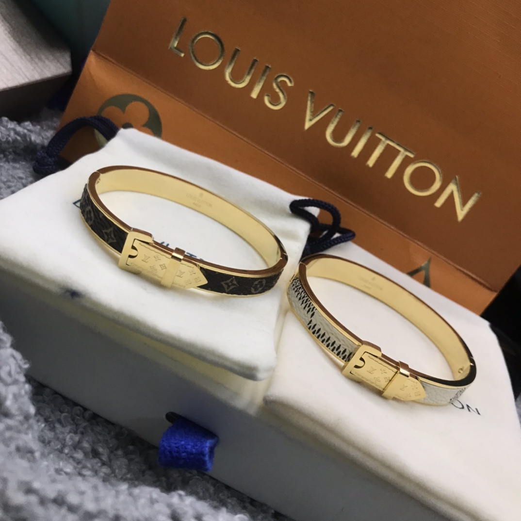 replica Louis Vuitton Leather Couple Bangle Bracelet - H Lin Jewelry