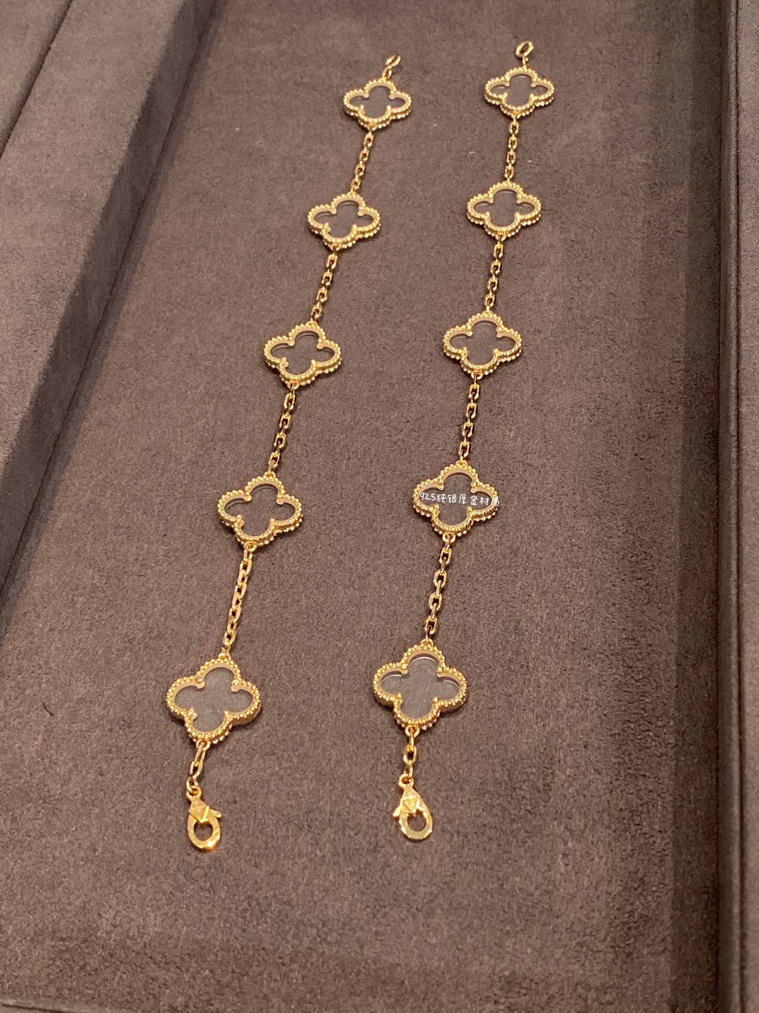 replica Van Cleef & Arpels Transparent Crystal Alhambra Bracelets, 5 Motifs - H Lin Jewelry