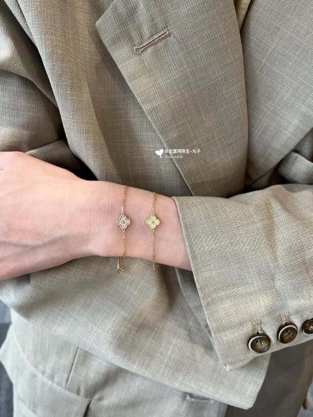 replica Van Cleef & Arpels Sweet Alhambra Bracelet, 1 Motif Full Diamond - H Lin Jewelry