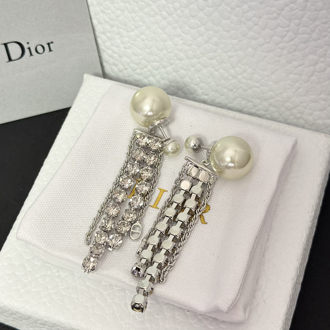 replica Dior Rhinestone Tassel Earrings - H Lin Jewelry