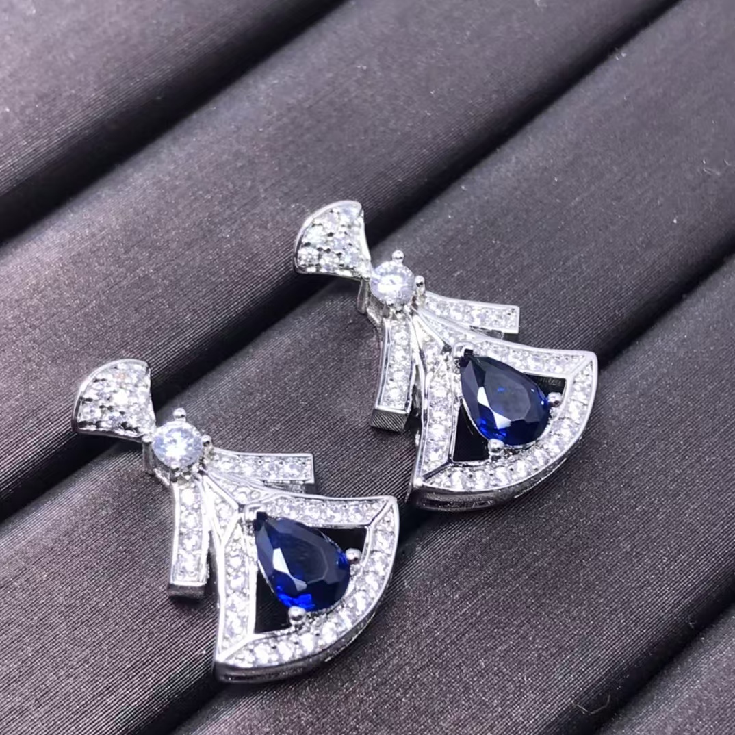 replica Bvlgari Divas’ Dream Earrings - Navy Teardrop Diamond - H Lin Jewelry
