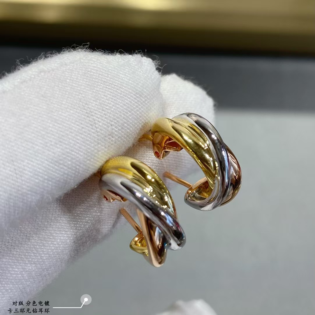 replica Cartier Three Colors Metal Hoop Earrings - H Lin Jewelry