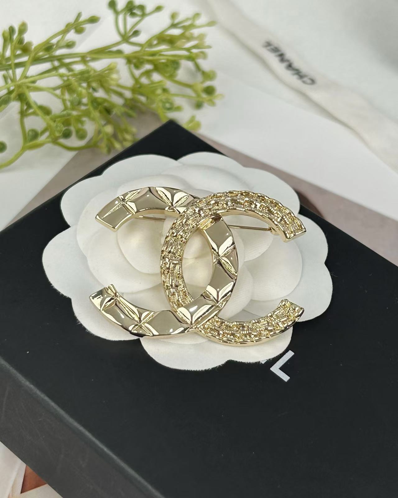 replica Chanel Light Gold Classic CC Brooch - H Lin Jewelry