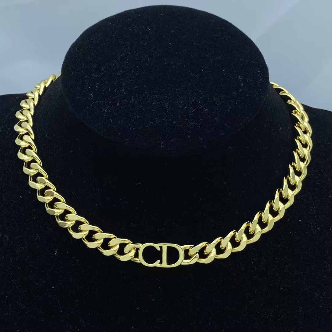 replica Dior CD Chunky Cuban Chain Unisex Couple Choker Necklace - H Lin Jewelry