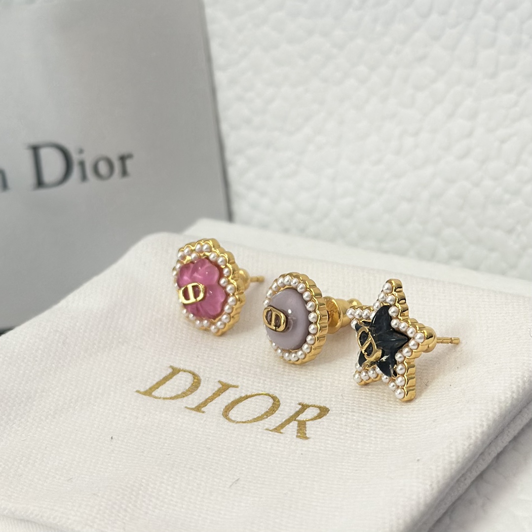 replica Dior Three Pieces Enamel Stud Earrings - H Lin Jewelry