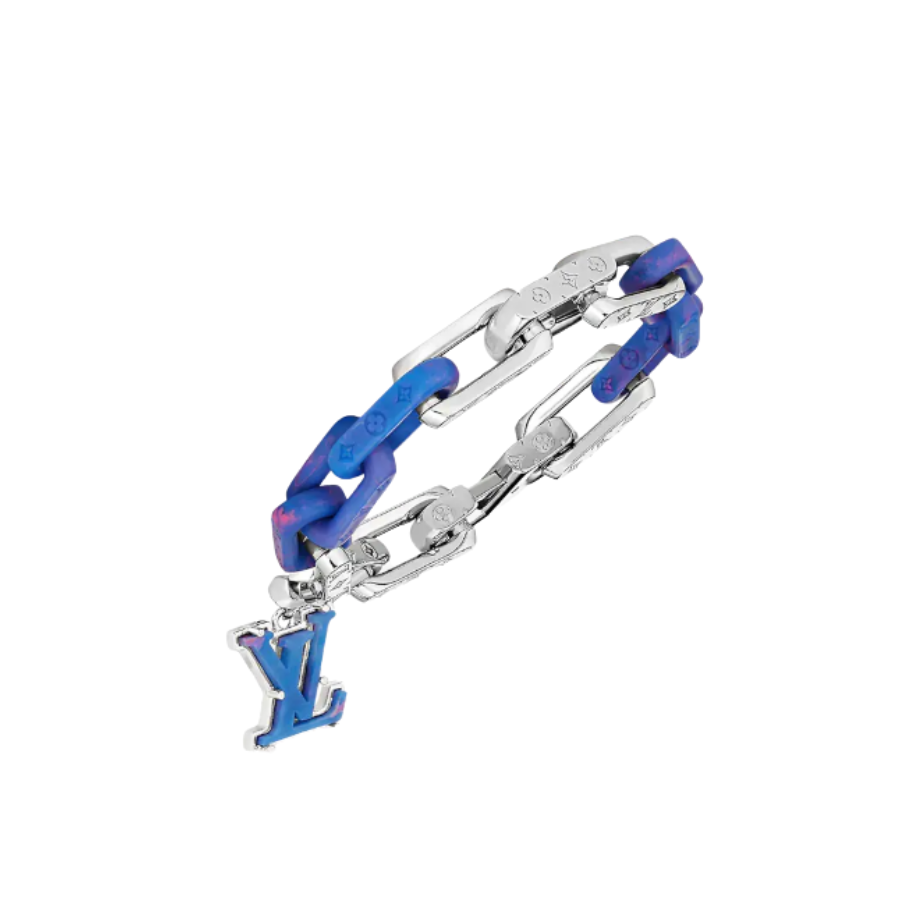 replica Louis Vuitton Blue Color Rendering Men's Monogram Bracelet - H Lin Jewelry