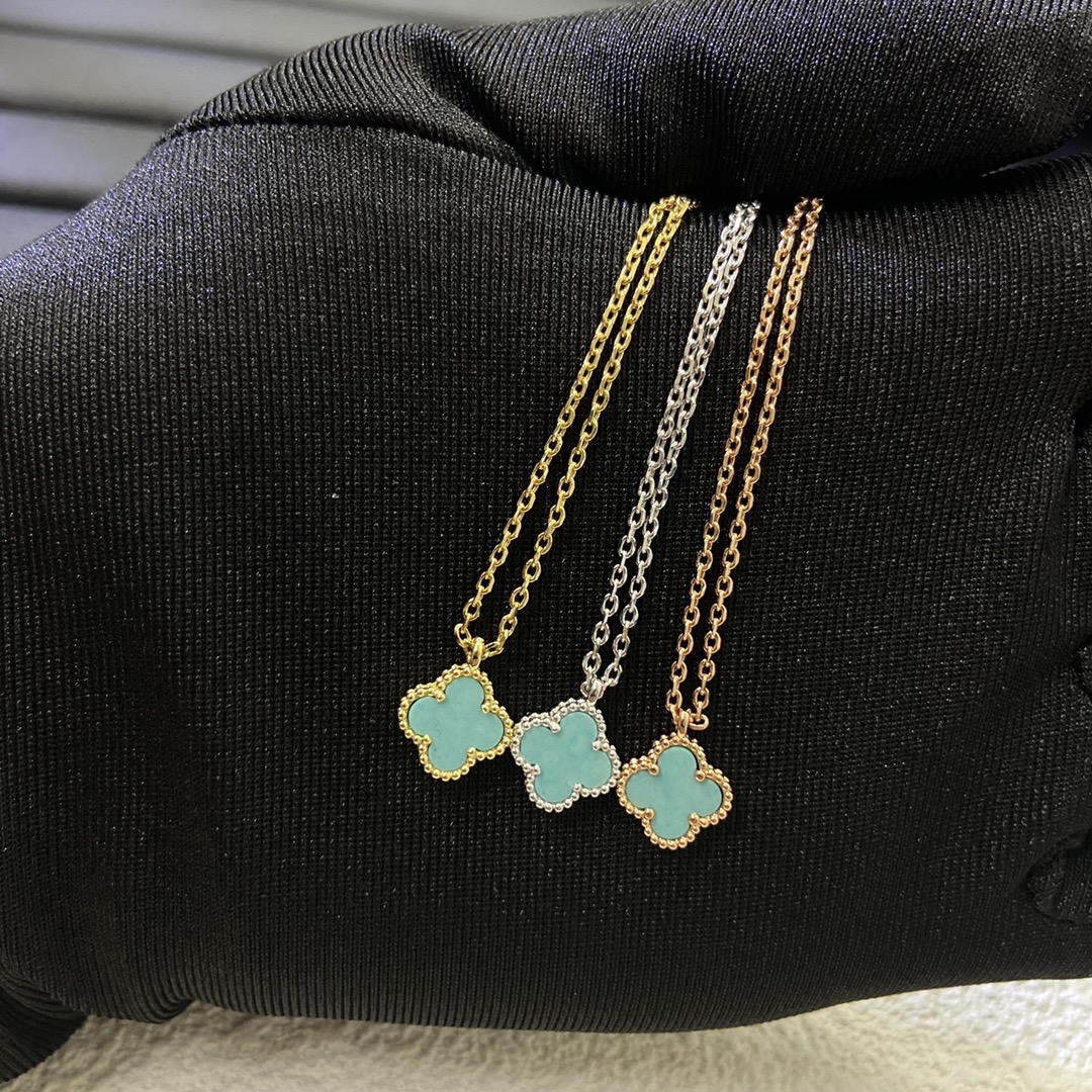 replica Van Cleef & Arpels Amazonite Sweet Alhambra Pendant Necklace, 1 Motif - H Lin Jewelry
