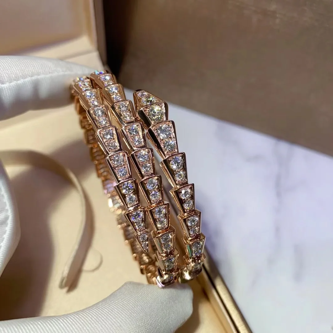 replica Bvlgari Serpenti Viper Bangle Bracelet - Full Diamond - H Lin Jewelry