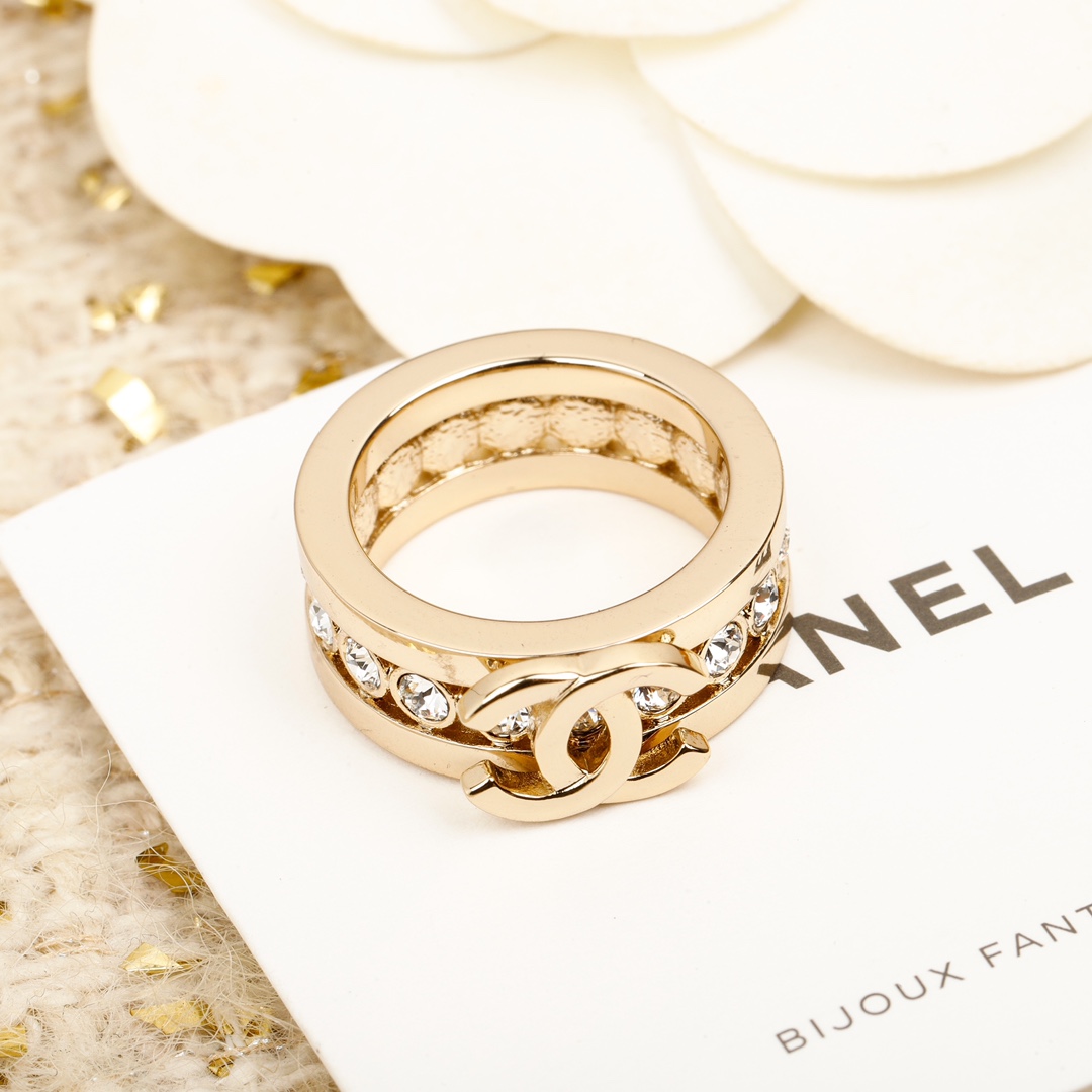 replica Chanel Full Diamond Wide Coco Ring - H Lin Jewelry