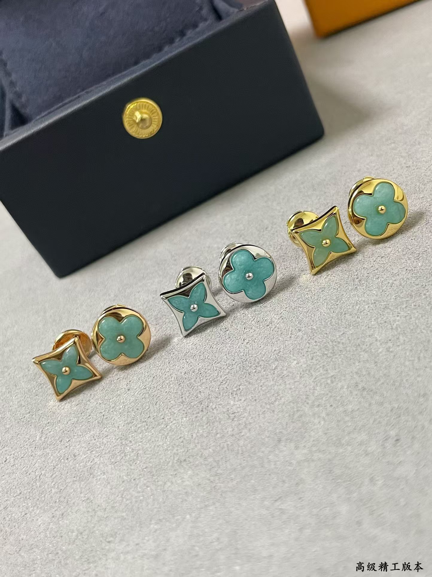 replica Louis Vuitton AB Style Amazonite Stud Earrings - H Lin Jewelry