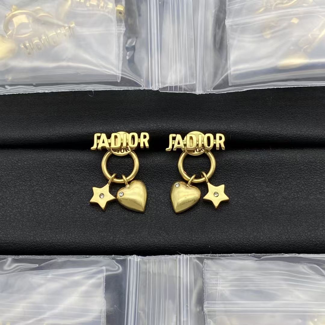 replica Dior JADIOR Star Heart Dangle Earrings - H Lin Jewelry