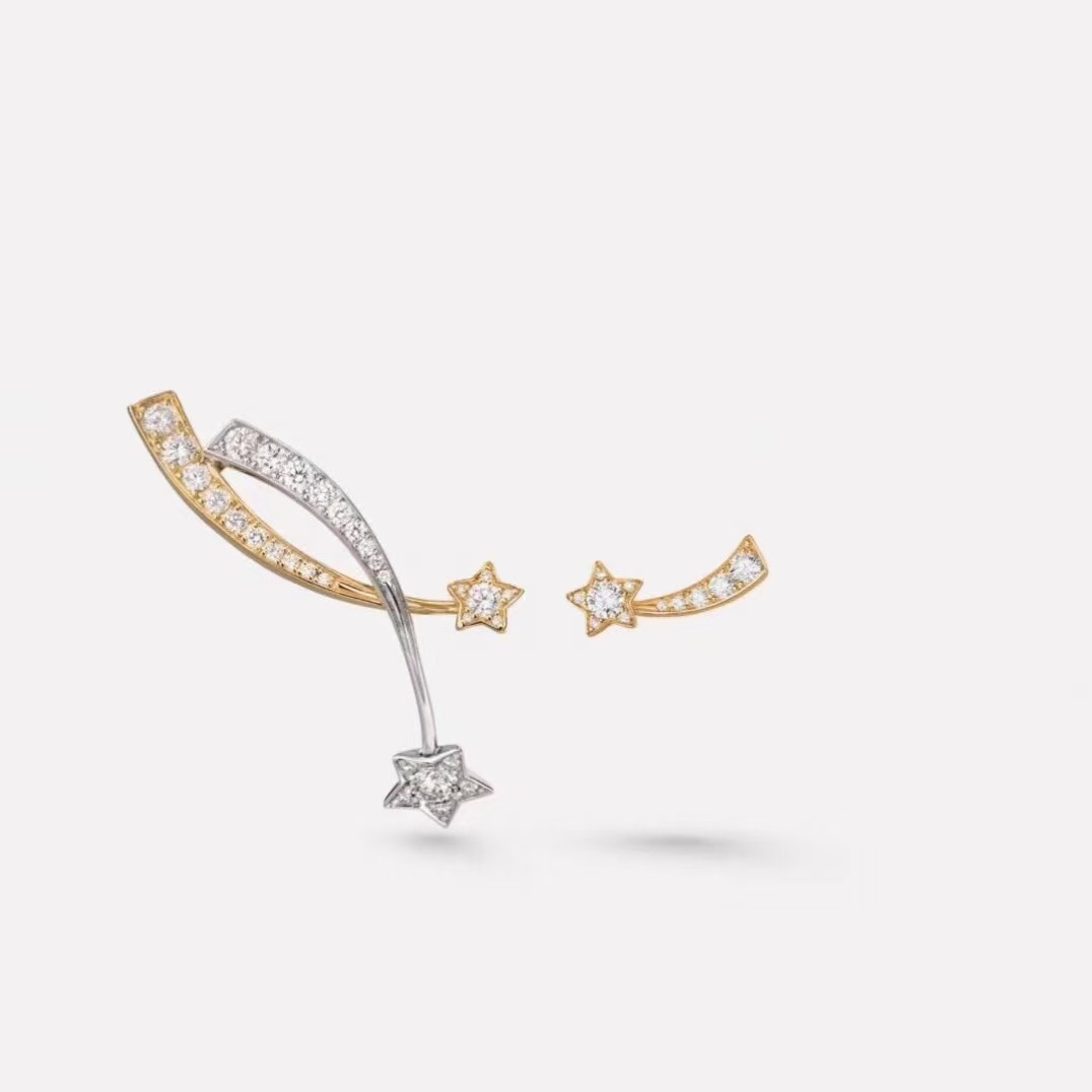 replica Chanel AB Asymmetric Mixed Metal Color Comete Earrings - H Lin Jewelry