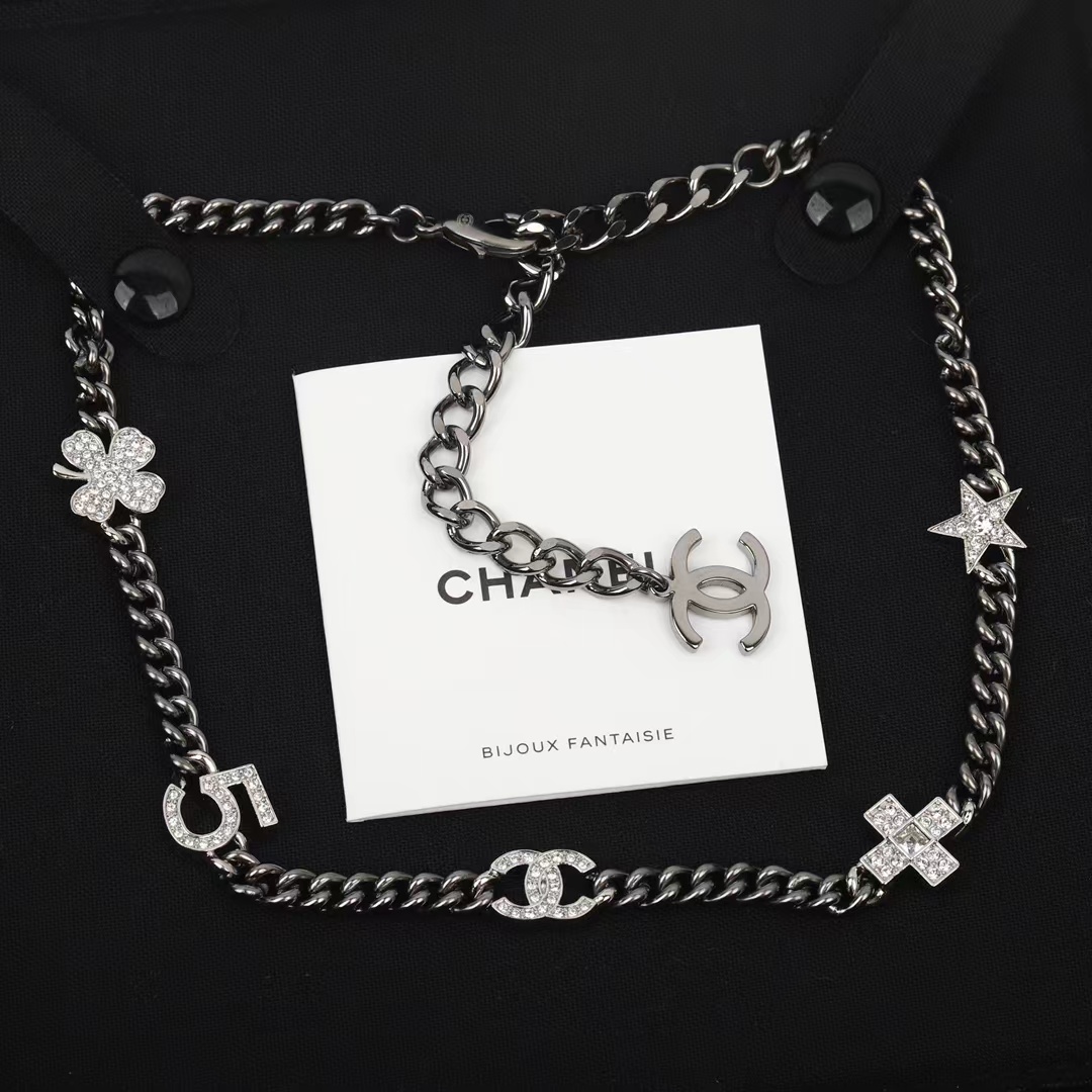 replica Chanel Black Cuban Chain Choker Necklace - H Lin Jewelry