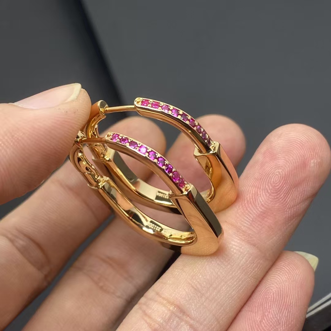 replica Tiffany Pink Diamond Lock Earrings - H Lin Jewelry