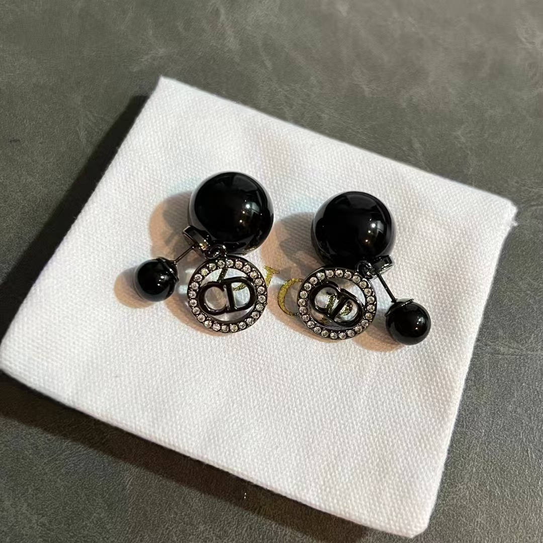 replica Dior Black Pearl CD Earrings - H Lin Jewelry