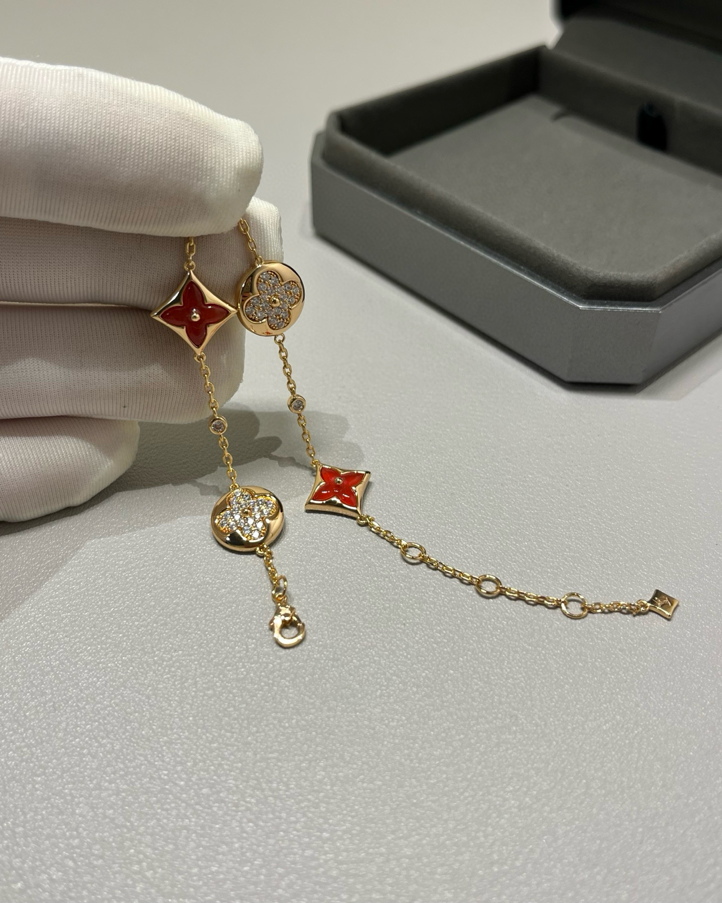 replica Louis Vuitton Red Color Blossom Bracelet - H Lin Jewelry