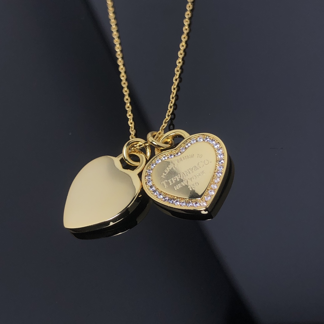 replica Tiffany Double Heart Pendant Necklace - H Lin Jewelry
