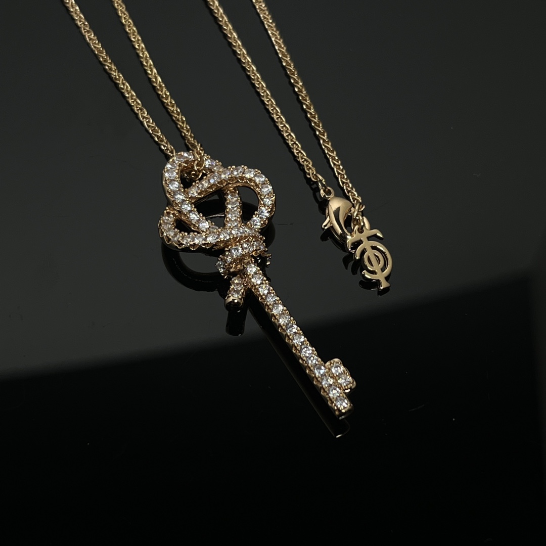 replica Tiffany Knot Key Pendant Necklace with Diamonds - H Lin Jewelry