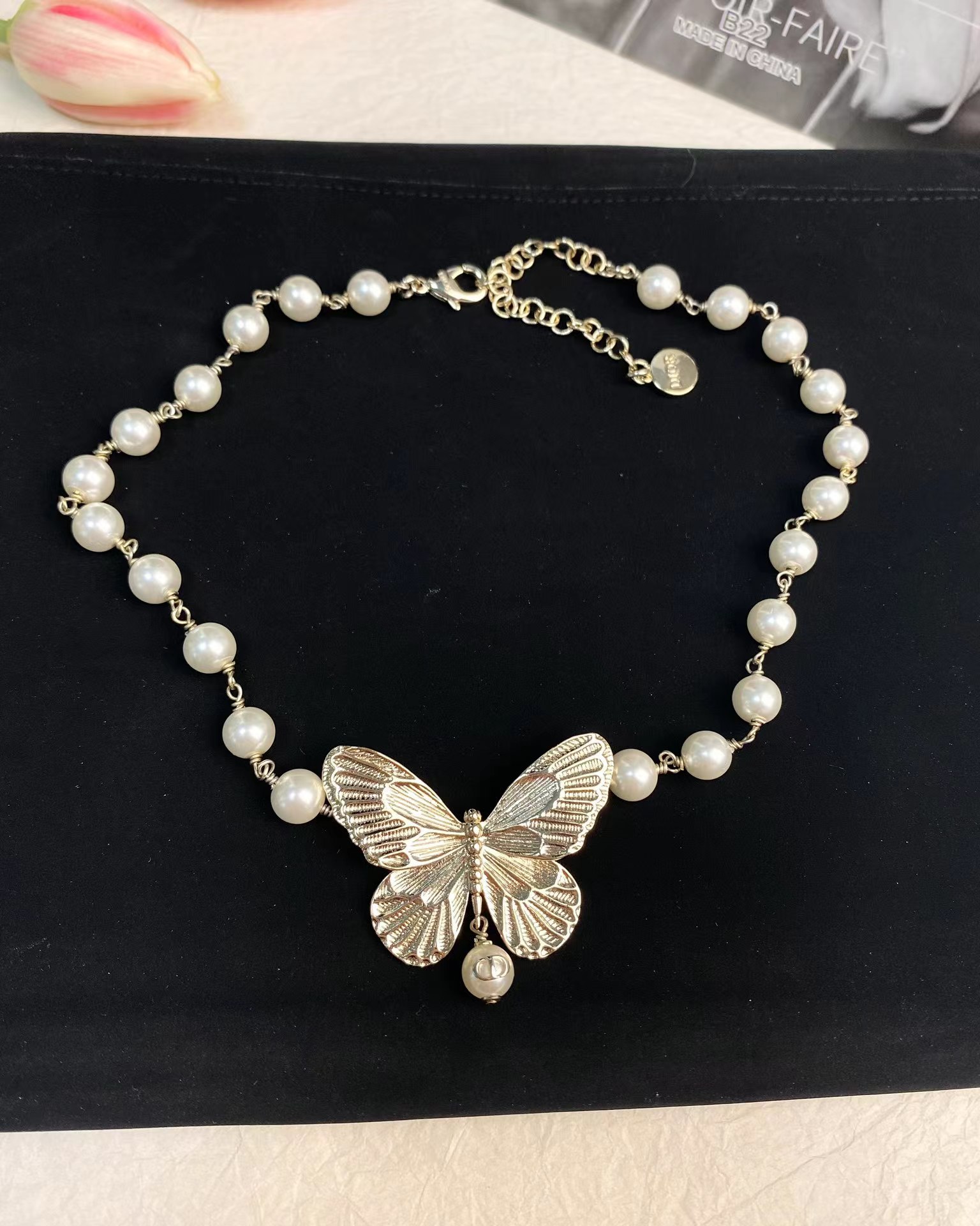 replica Dior Butterfly Pearl Necklace - H Lin Jewelry