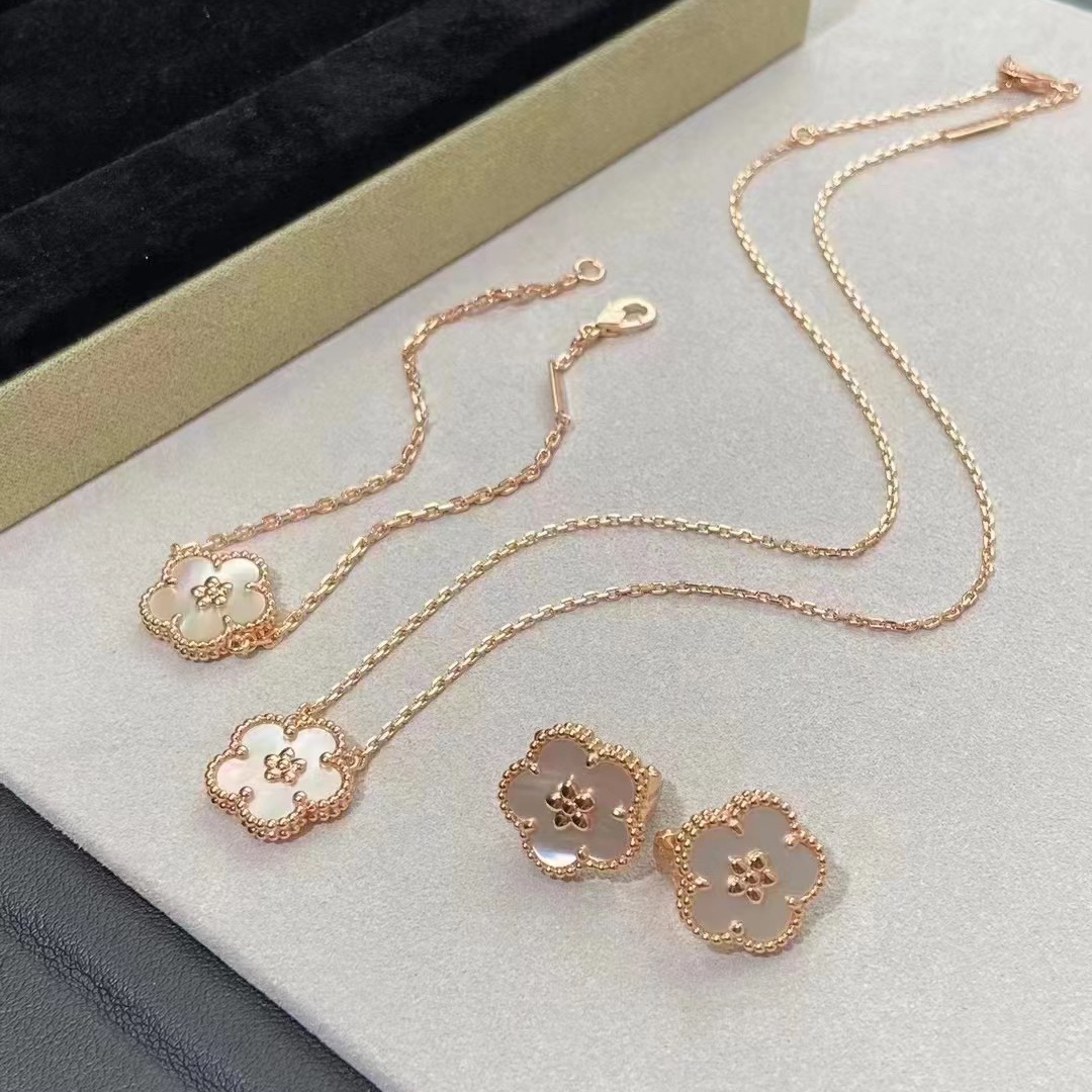 replica Van Cleef & Arpels Lucky Spring Earrings Bracelet Necklace - H Lin Jewelry