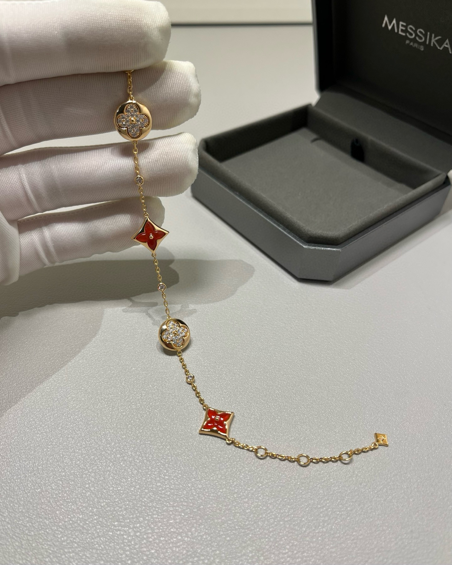 replica Louis Vuitton Red Color Blossom Bracelet - H Lin Jewelry