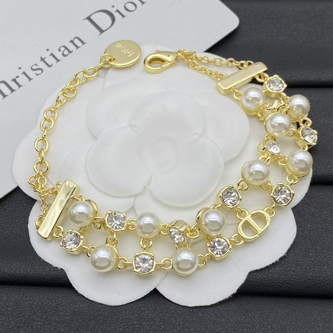 replica Dior Two Row Pearl Bracelet - H Lin Jewelry