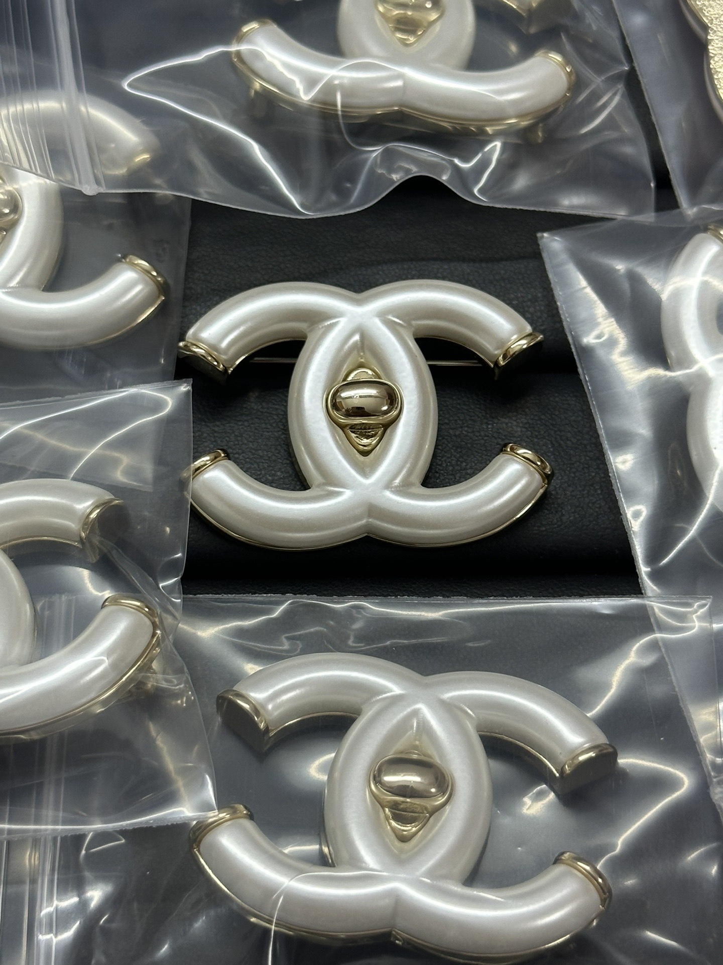 replica Chanel White Resin CC Brooch - H Lin Jewelry
