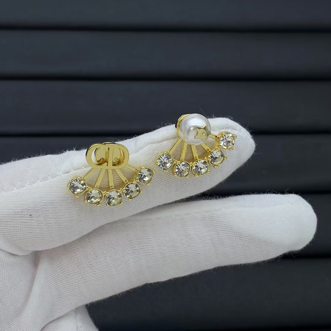 replica Dior Asymmetric Diamond Paved Stud Earrings - H Lin Jewelry