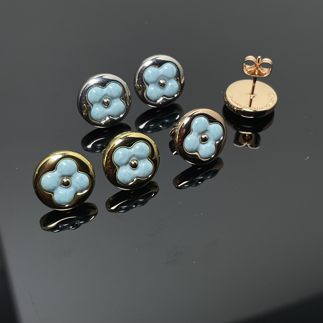replica Louis Vuitton Blue Amazonite Stud Earrings - H Lin Jewelry