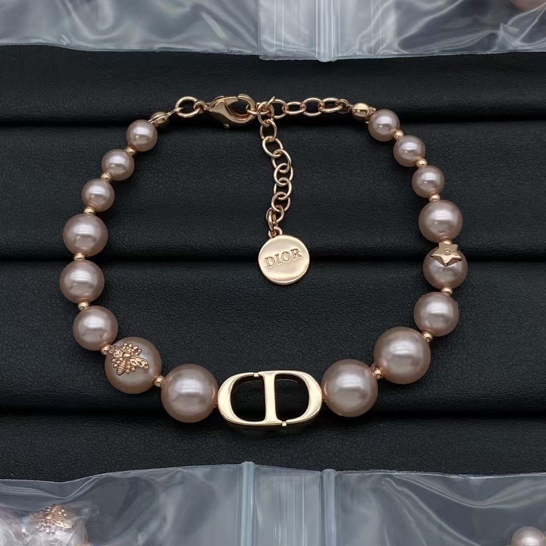 replica Dior Rose Gold Pink Pearl Bracelet - H Lin Jewelry