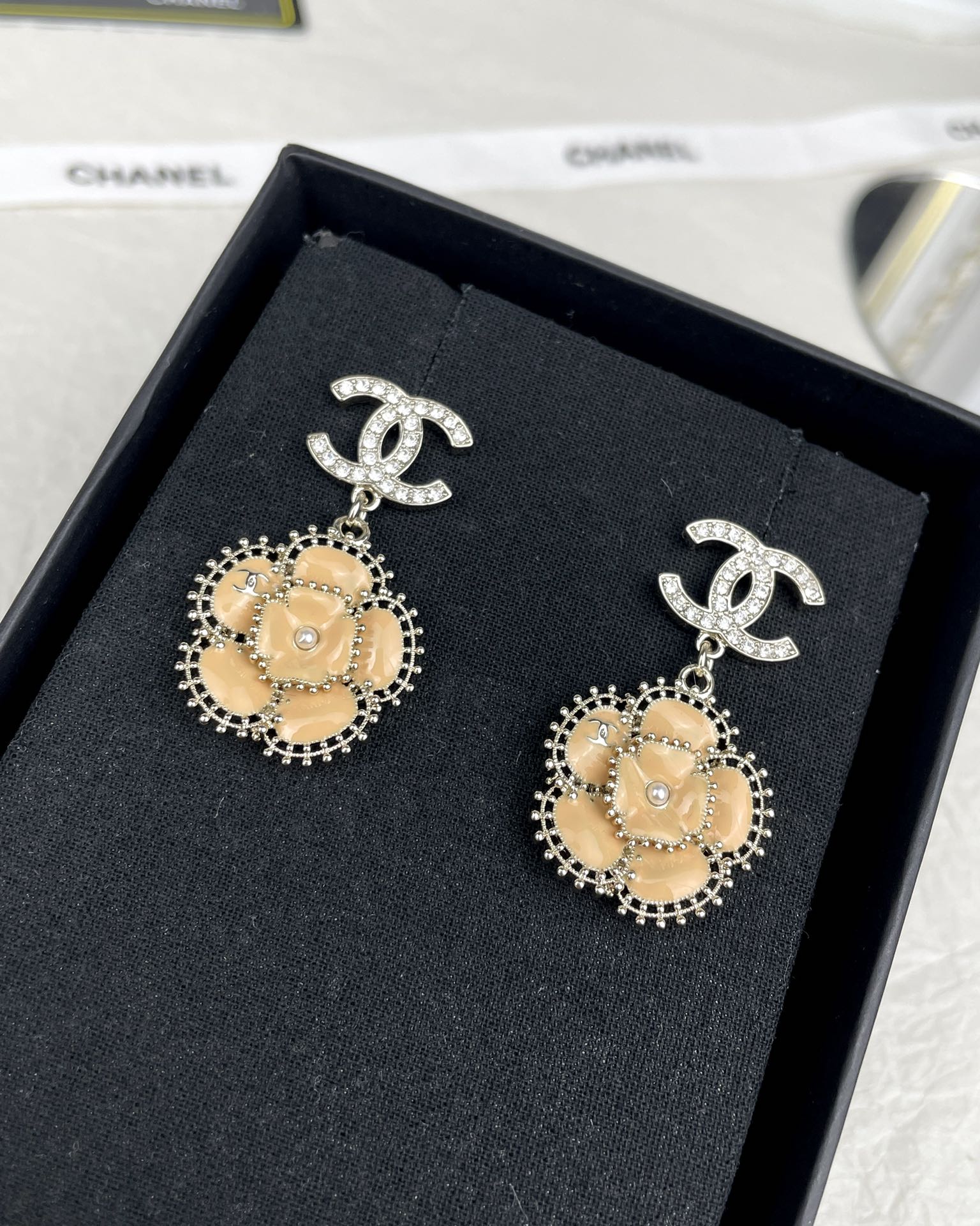 replica Chanel Enamel Camellia Earrings - H Lin Jewelry