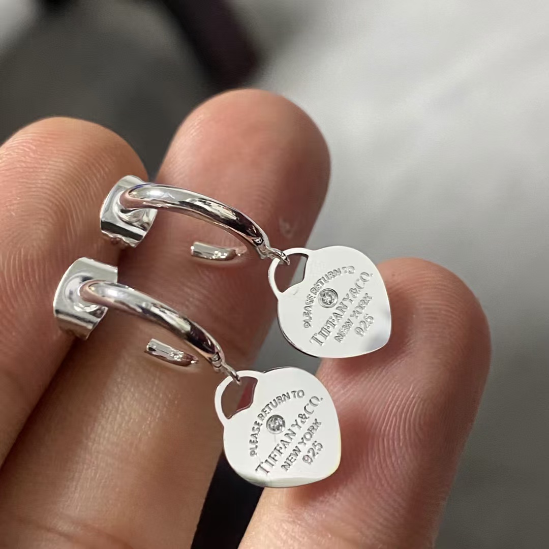 replica Tiffany Heart Drop Hoop Earrings - H Lin Jewelry