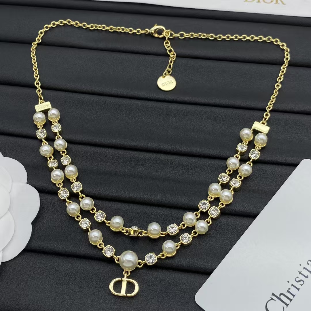 replica Dior Layered Two Row Pearl Necklace - H Lin Jewelry