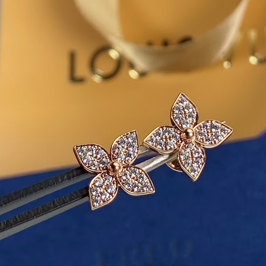 replica Louis Vuitton Diamond Flower Stud Earrings - H Lin Jewelry