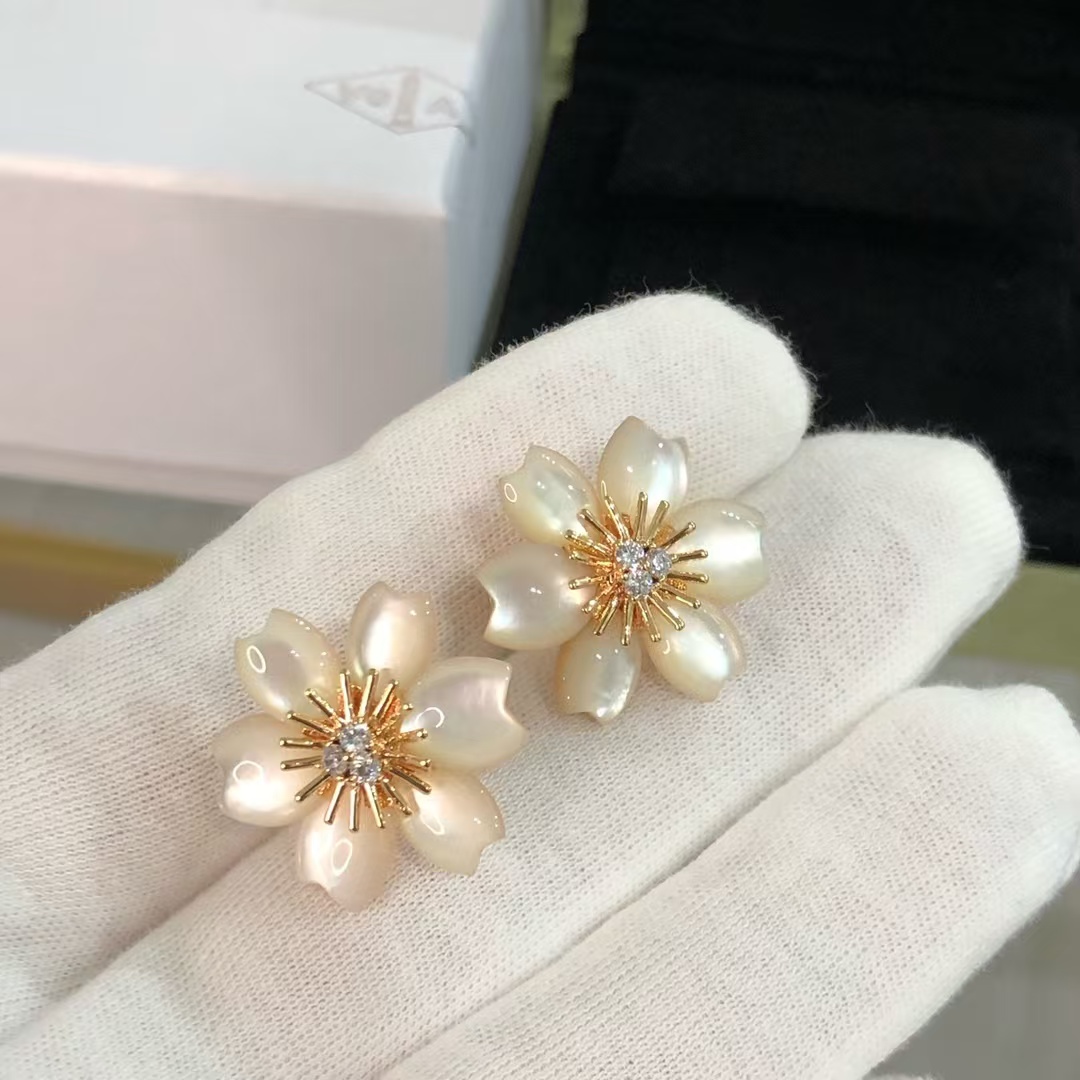 replica Van Cleef & Arpels Rose de Noël Christmas Earrings - H Lin Jewelry