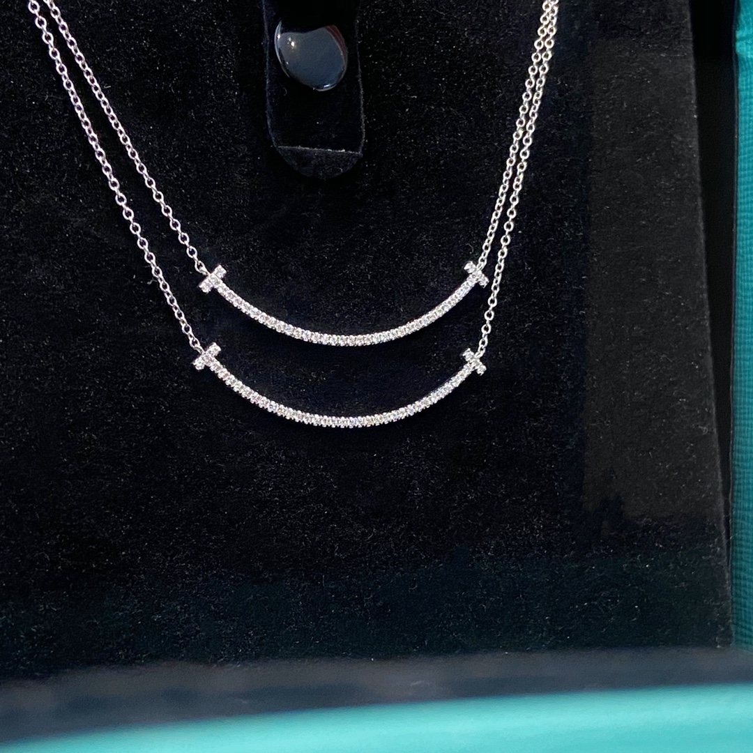 replica Tiffany T Smile Pendant Necklace in Silver Color - H Lin Jewelry