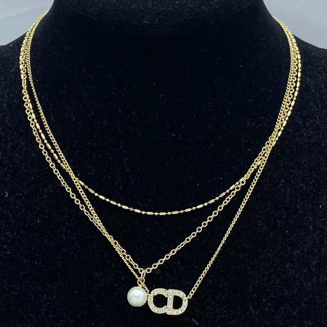 replica Dior Three Layered Stacked Chain Necklace - H Lin Jewelry