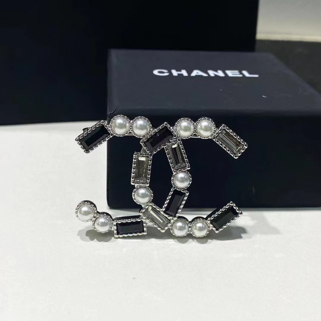 replica Chanel Pearl Black CC Brooch - H Lin Jewelry