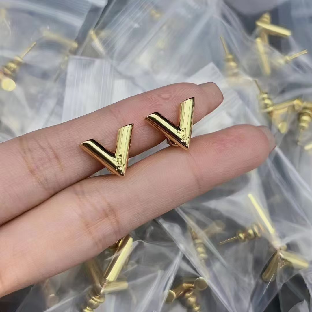 replica Louis Vuitton V Stud Earrings - H Lin Jewelry
