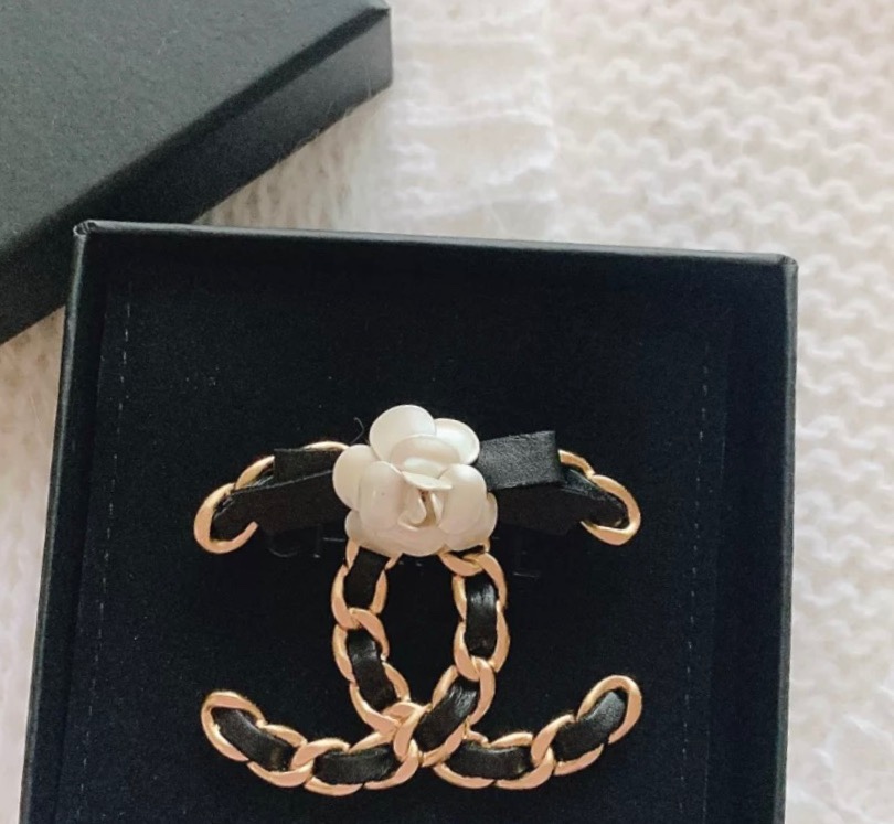 replica Vintage Chanel Camellia Leather Brooch - H Lin Jewelry