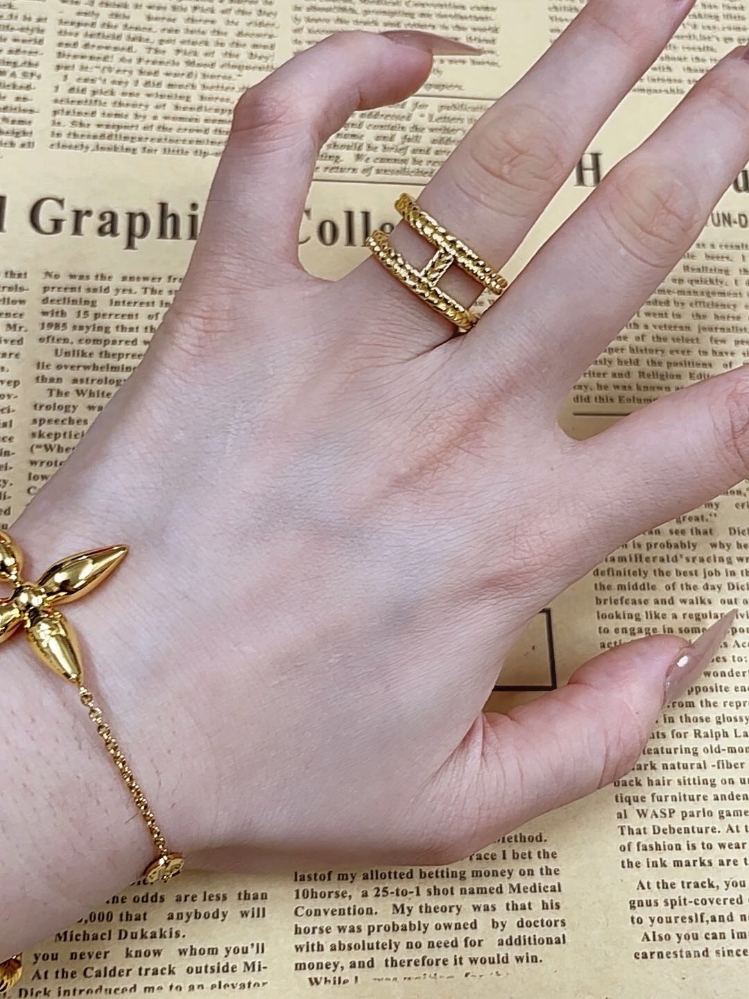 replica Hermes Hollow Open Gold Ring - H Lin Jewelry