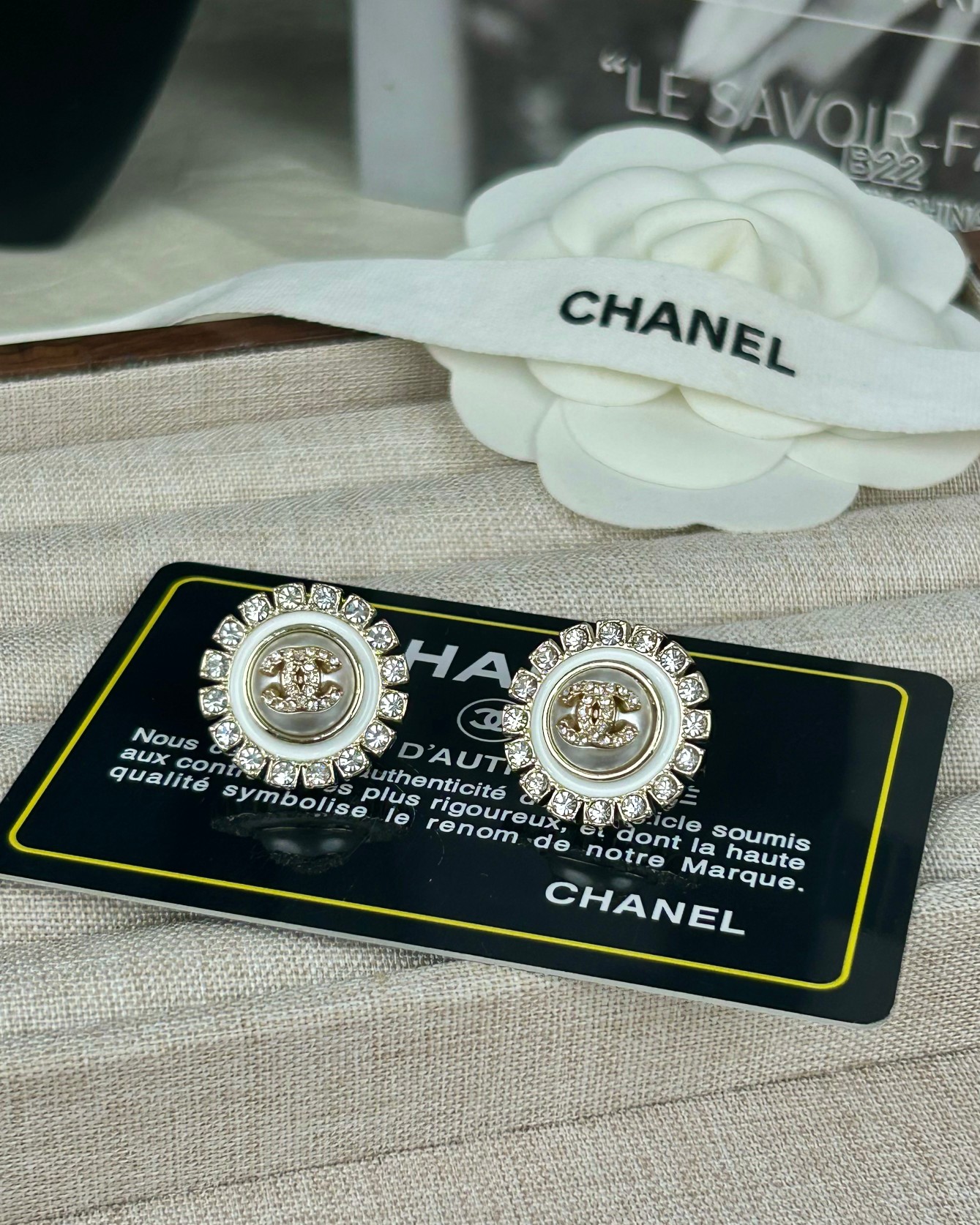replica Chanel Sunflower Diamond Round Stud Earrings - H Lin Jewelry