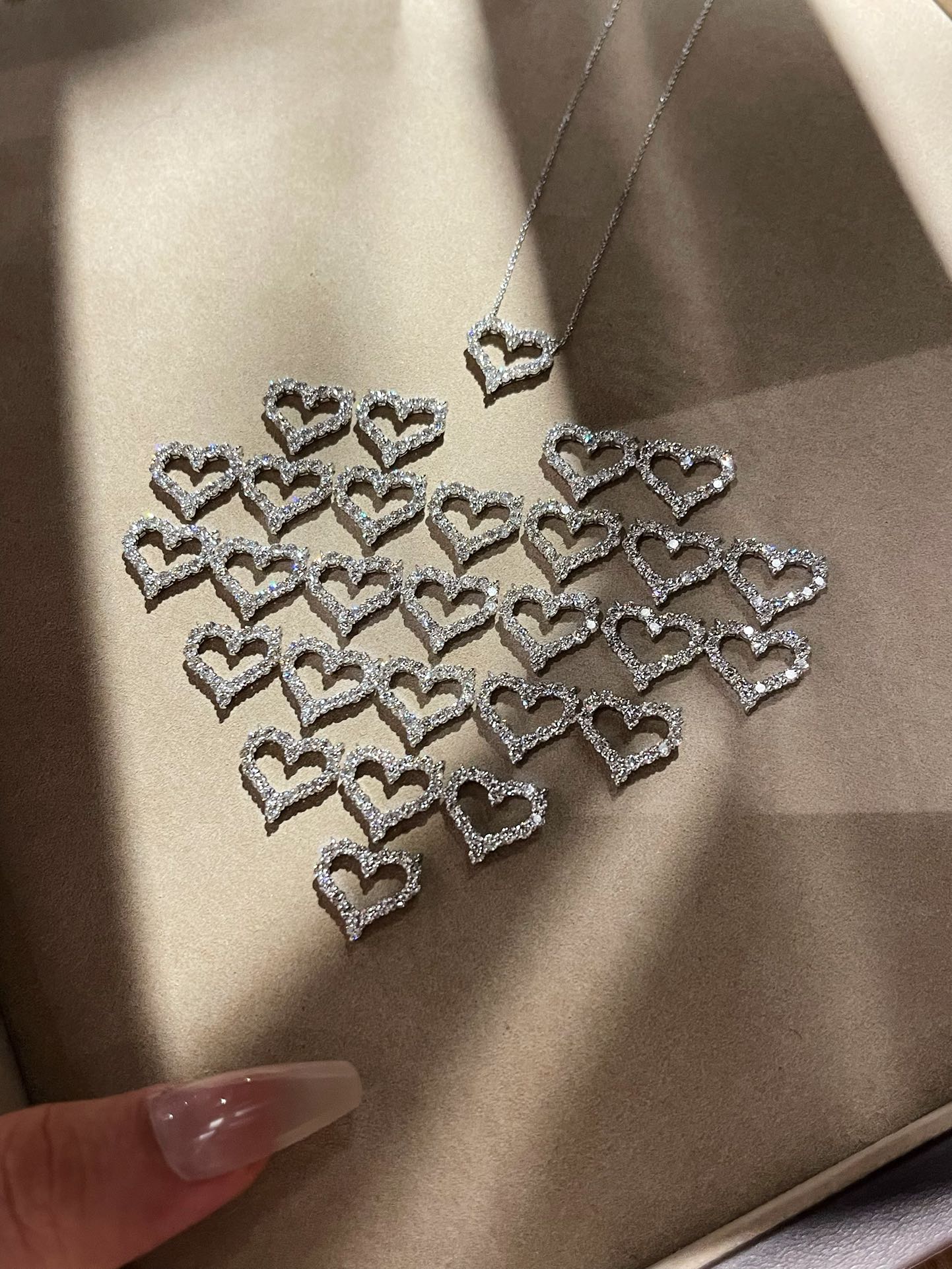 replica Tiffany Mini Full Diamond Love Heart Pendant Necklace - H Lin Jewelry